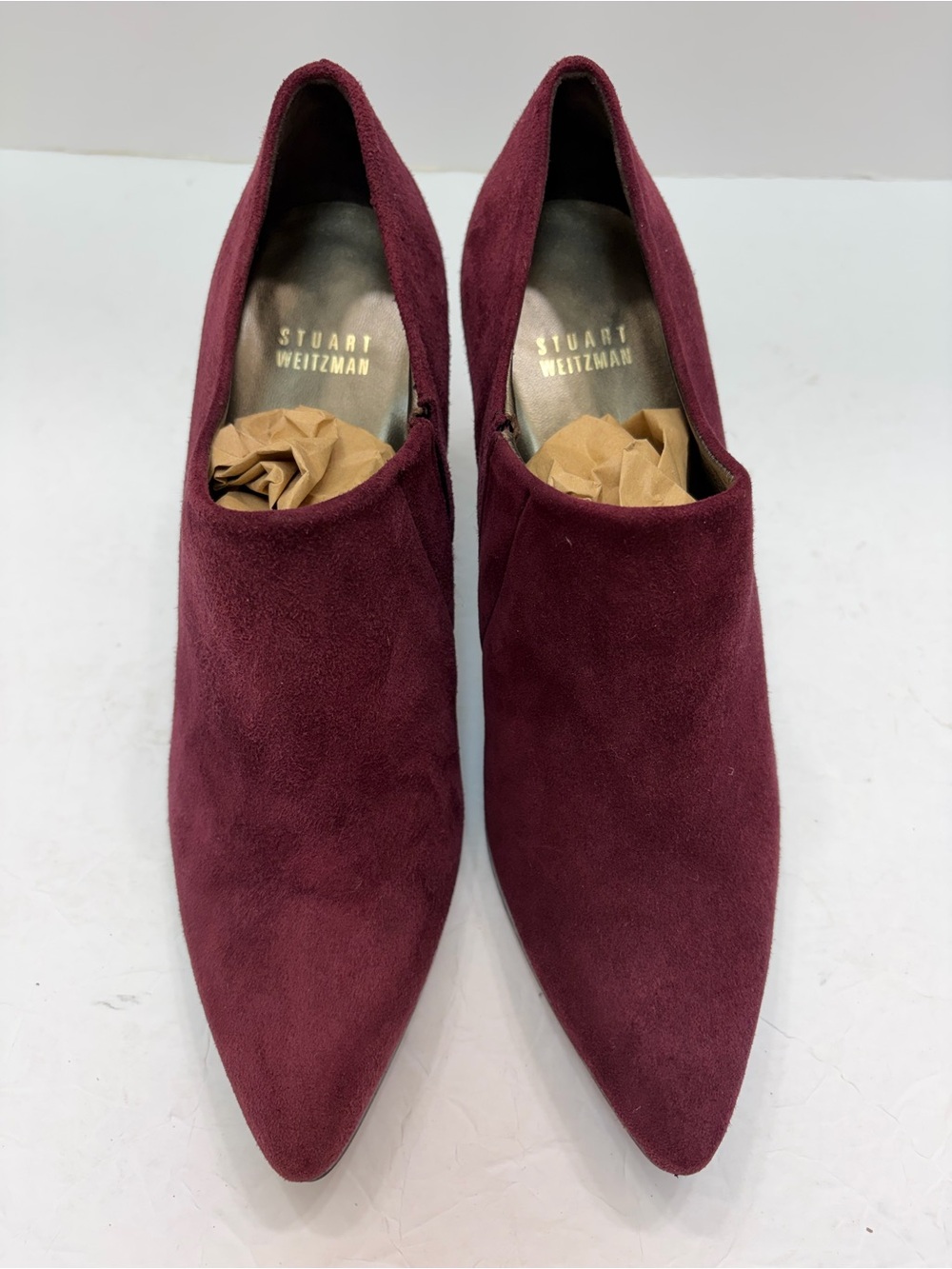 Stuart Weitzman Maroon Suede Pointed Toe Stiletto Heel Booties Size 7.5M(SW7960)
